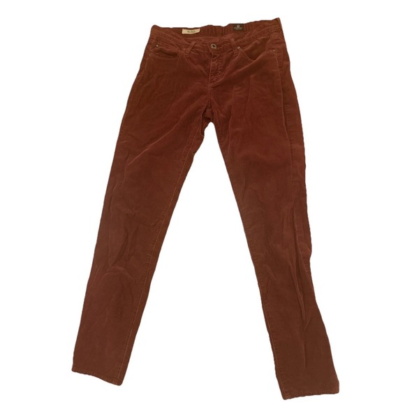 Ag Adriano Goldschmied Pants - AG Adriano Goldschmied Stevie Corduroy Pants Women's 27R Slim Straight Burgundy